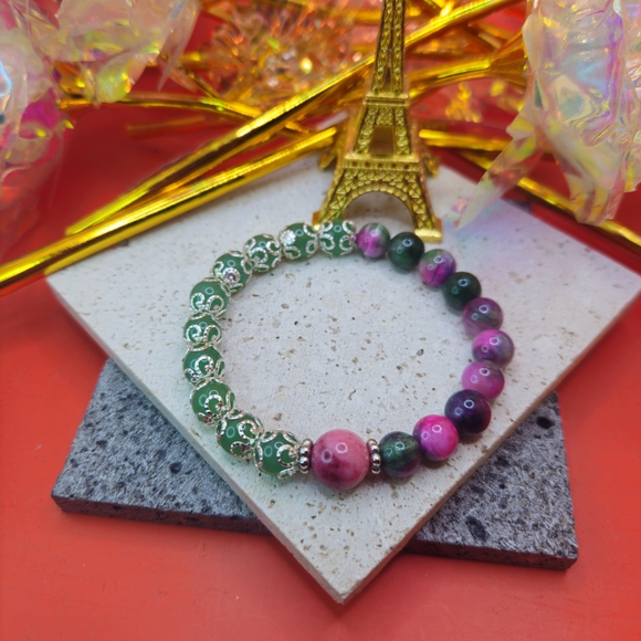 NEW Tourmaline - Jade - Green Aventurine 8mm Beaded Handmade Bracelet - Picture 1 of 3